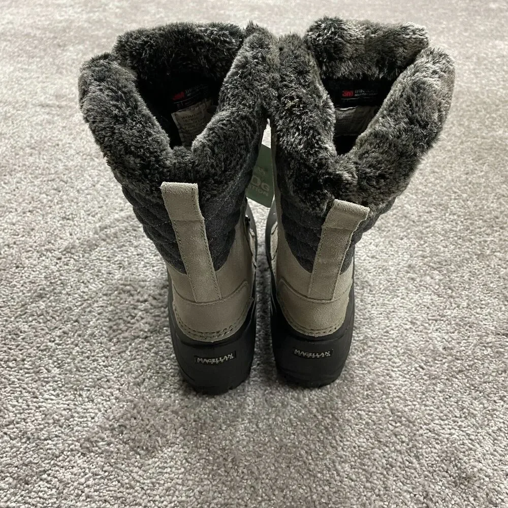 Magellan Outdoors Womens Suede Pac Outdoor Boots Size 6 B Gray Black New NWT